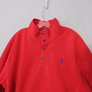 Polo‎ Ralph Lauren Men XL Red Brushed Fleece Mock Neck Pockets Pullover Snap NWT